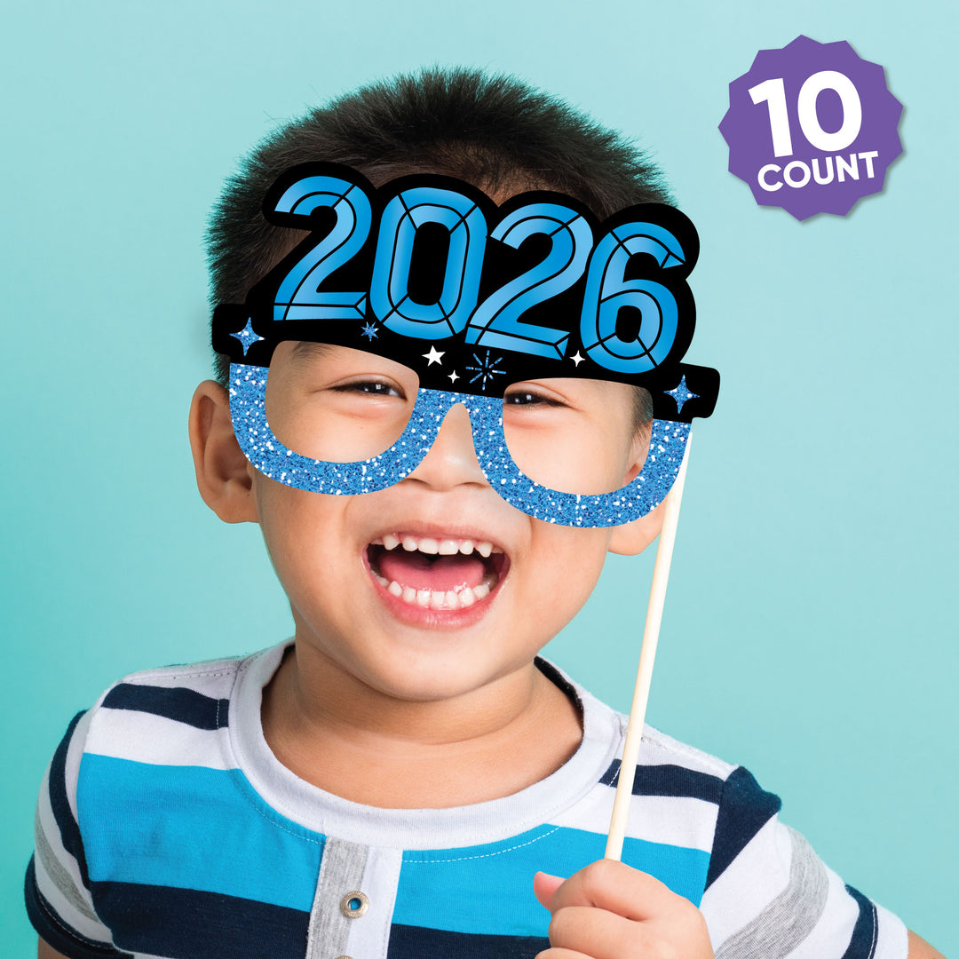 Colorful New Year 2026 Glasses and Masks Photo Props - 10 Ct