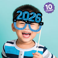 Colorful New Year 2026 Glasses and Masks Photo Props - 10 Ct