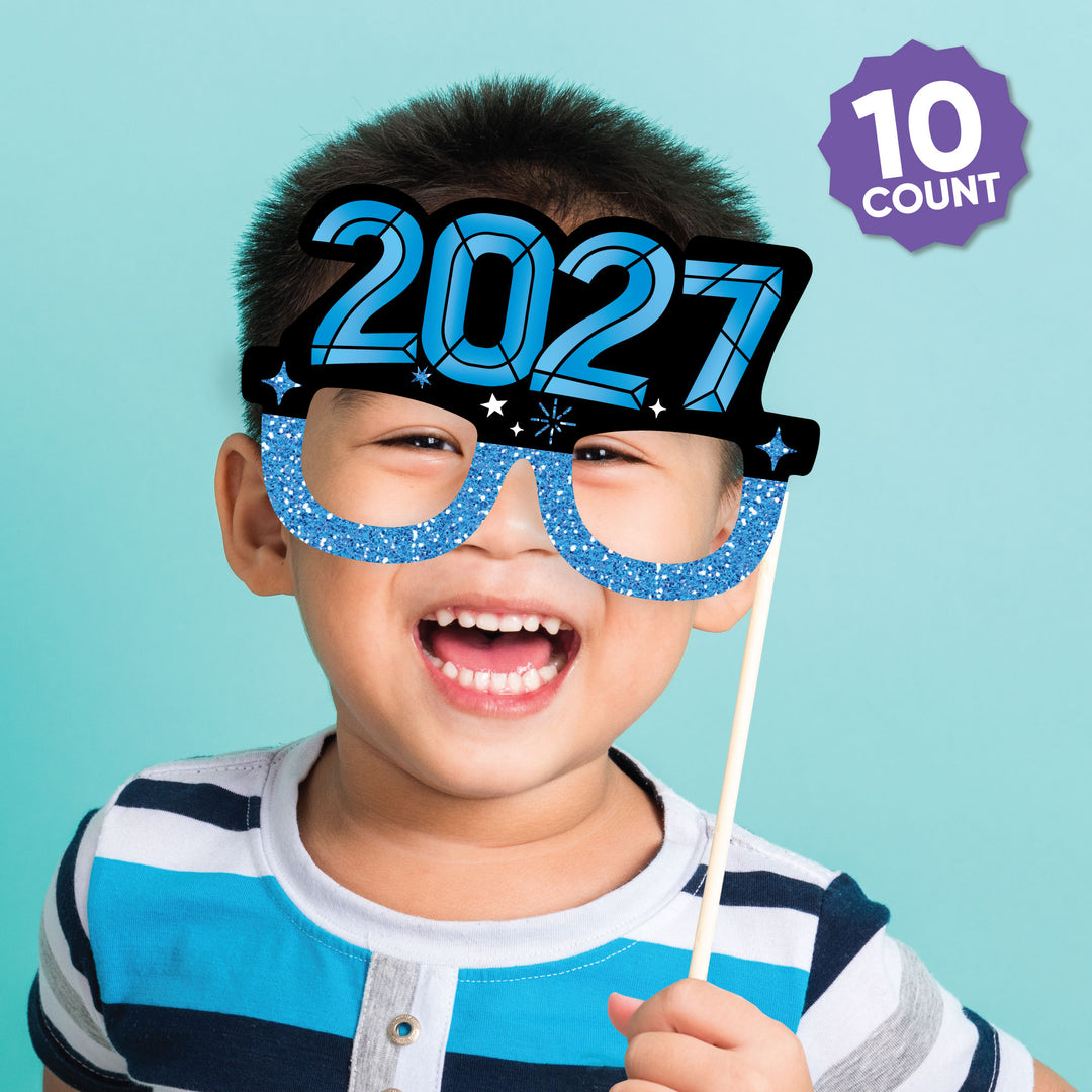 Colorful New Year  2027 Glasses and Masks Photo Props - 10 Ct