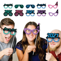 Colorful New Year  2027 Glasses and Masks Photo Props - 10 Ct