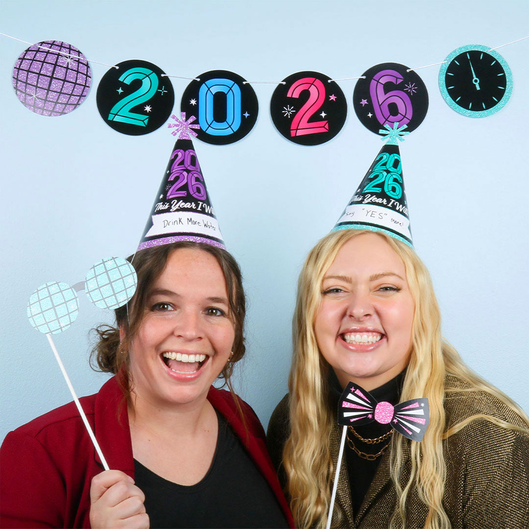 Colorful New Year 2026 Photo Props - 20 Ct