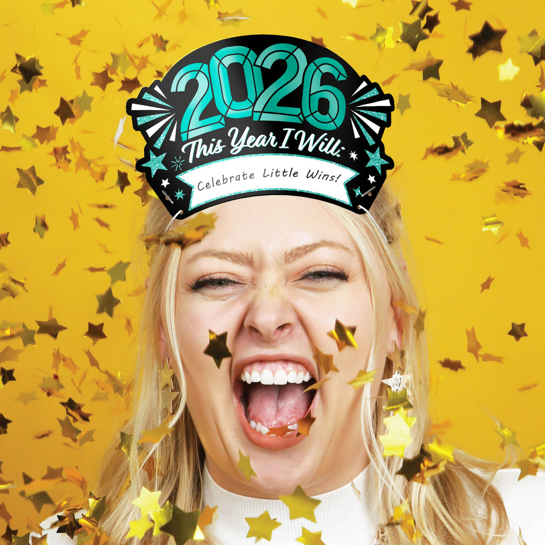 Colorful New Year Resolution Party Headbands - 16 Ct