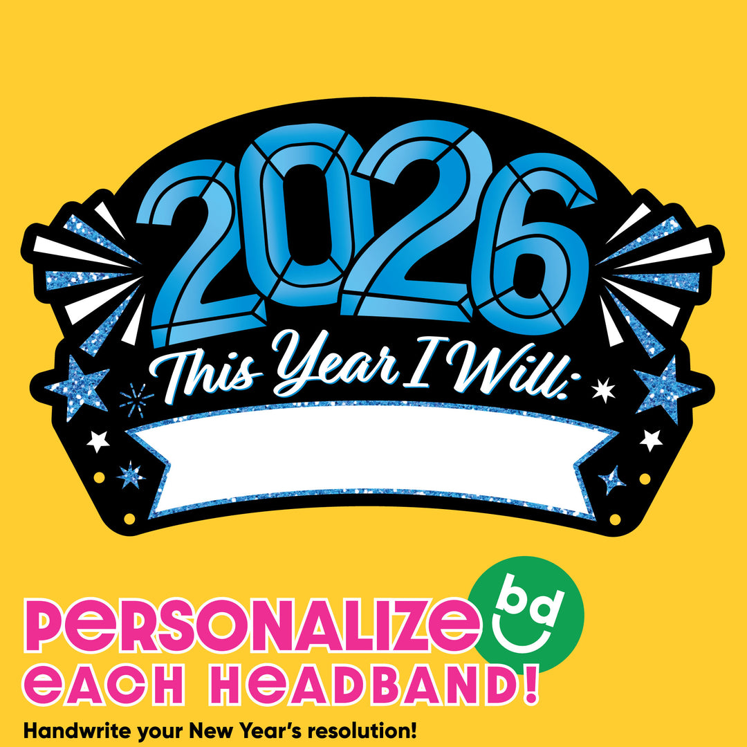 Colorful New Year Resolution Party Headbands - 16 Ct