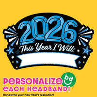 Colorful New Year Resolution Party Headbands - 16 Ct