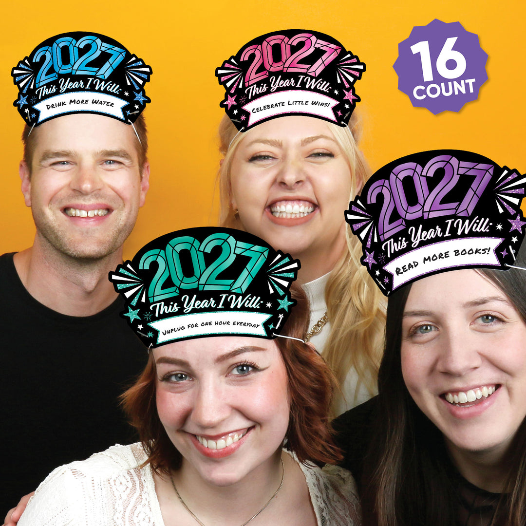 Colorful New Year Resolution Party Headbands - 16 Ct