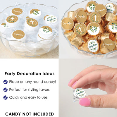 Confirmation Elegant Cross - Religious Party Small Round Candy Stickers - Party Favor Labels - 324 Count
