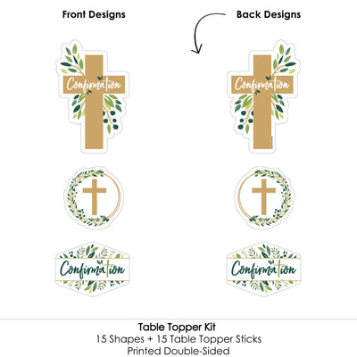 Confirmation Elegant Cross - Religious Party Centerpiece Sticks - Table Toppers - Set of 15