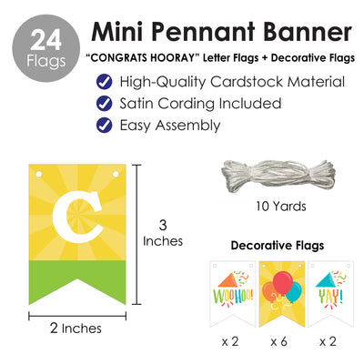 Congrats - Congratulations Mini Pennant Banner - Congrats Hooray