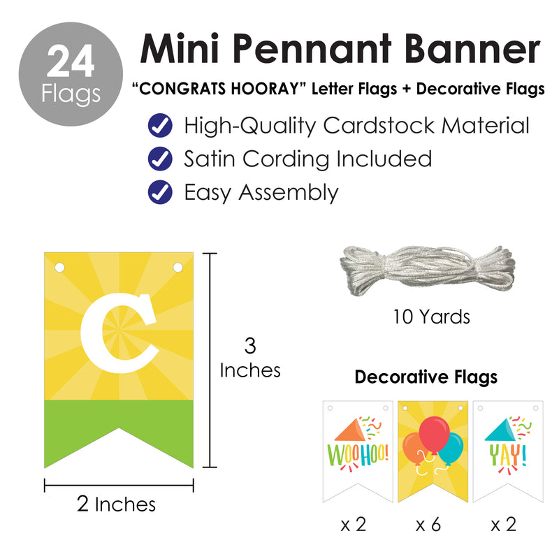 Congrats - Congratulations Mini Pennant Banner - Congrats Hooray