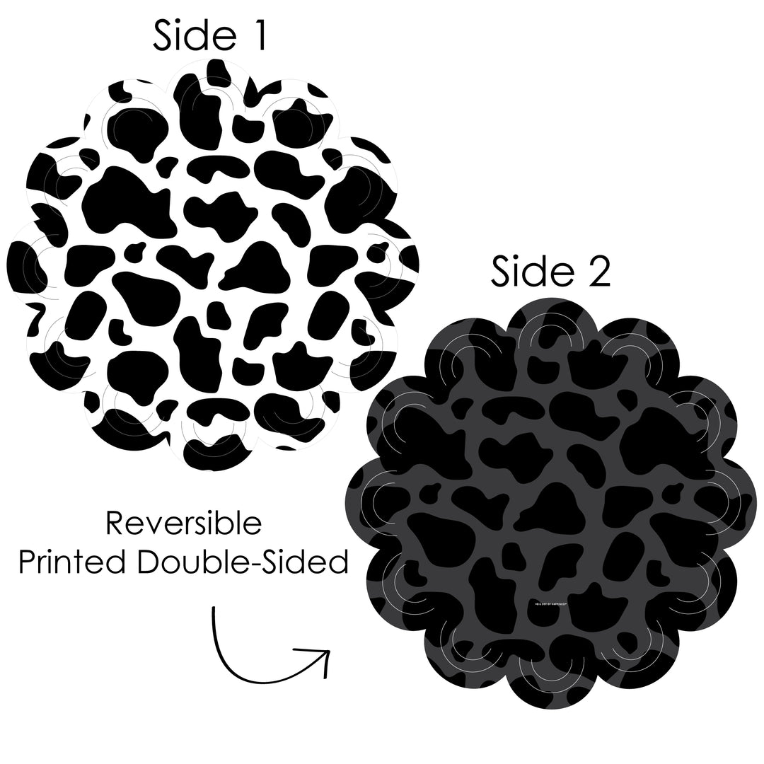 Cow Print - Farm Animal Party Round Table Decorations - Paper Chargers - Place Setting For 12