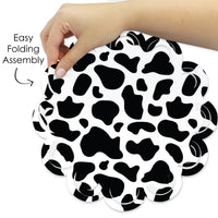 Cow Print - Farm Animal Party Round Table Decorations - Paper Chargers - Place Setting For 12
