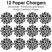 Cow Print - Farm Animal Party Round Table Decorations - Paper Chargers - Place Setting For 12