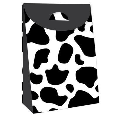 Cow Print - Farm Animal Gift Favor Bags - Party Goodie Boxes - Set of 12