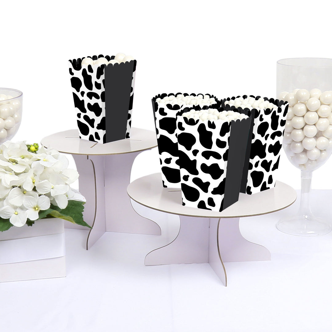 Cow Print - Farm Animal Party Favor Popcorn Treat Boxes - Set of 12