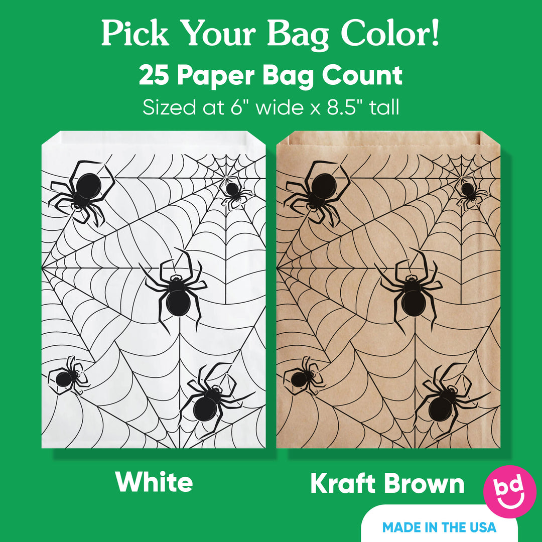 Paper Treat Bags - Creepy Spiders - 25 Ct