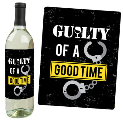 Case Closed - Criminal Justice Graduation Party Decorations for Women and Men - Wine Bottle Label Stickers - Set of 4