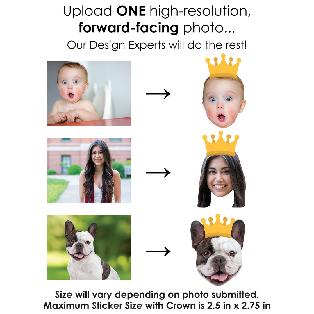 Custom Photo Crown Fun Face Cut-Out Stickers - Set of 24