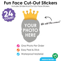 Custom Photo Crown Fun Face Cut-Out Stickers - Set of 24