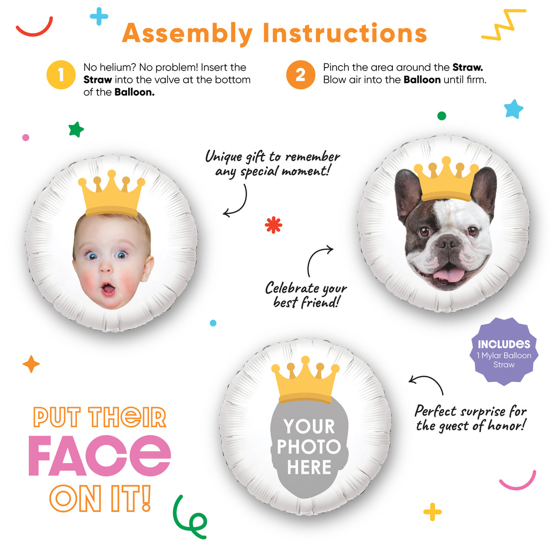 Personalized Crown Fun Face Photo Balloon