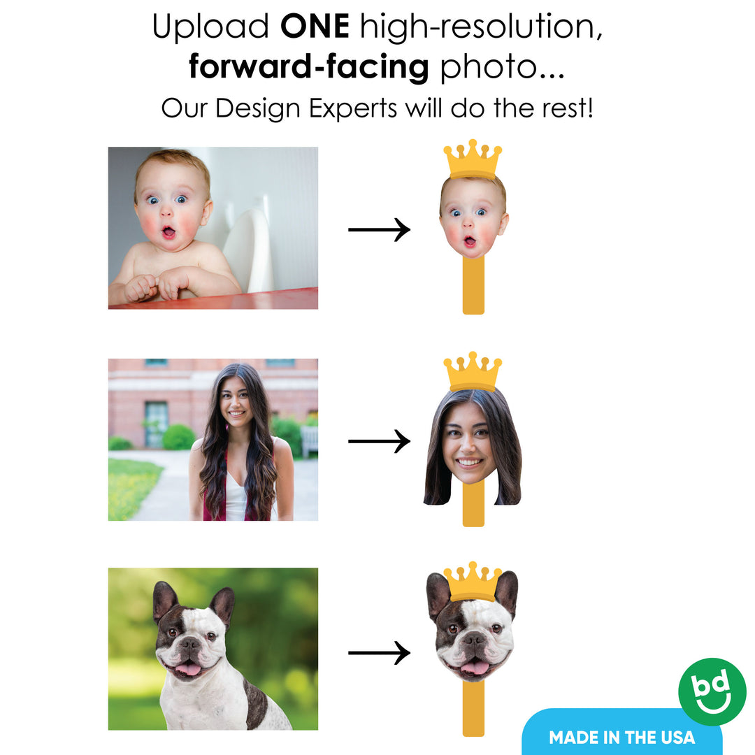 Custom Crown Fun Face Photo Paddles