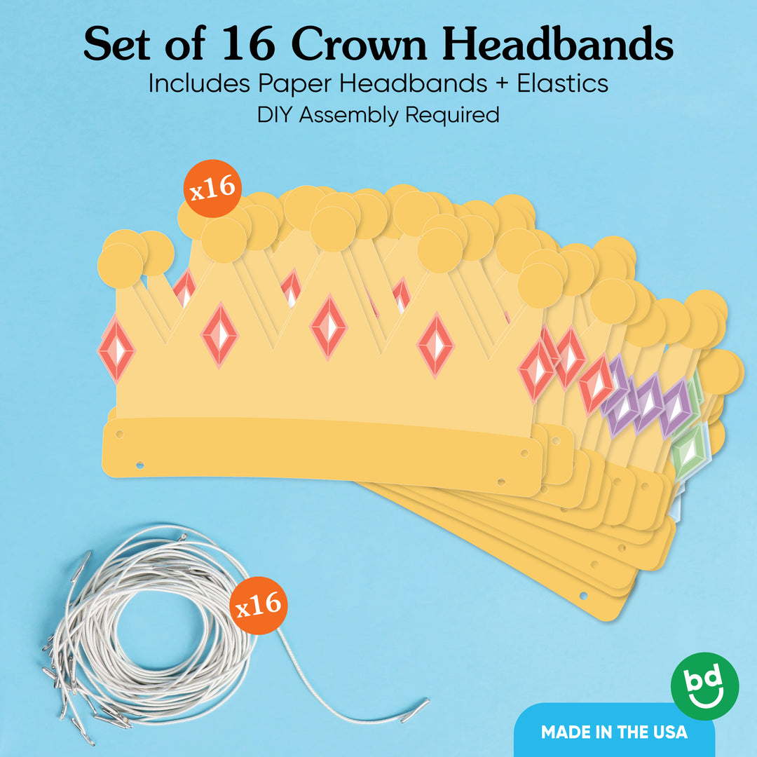 Paper Crown Headbands - 16 Ct