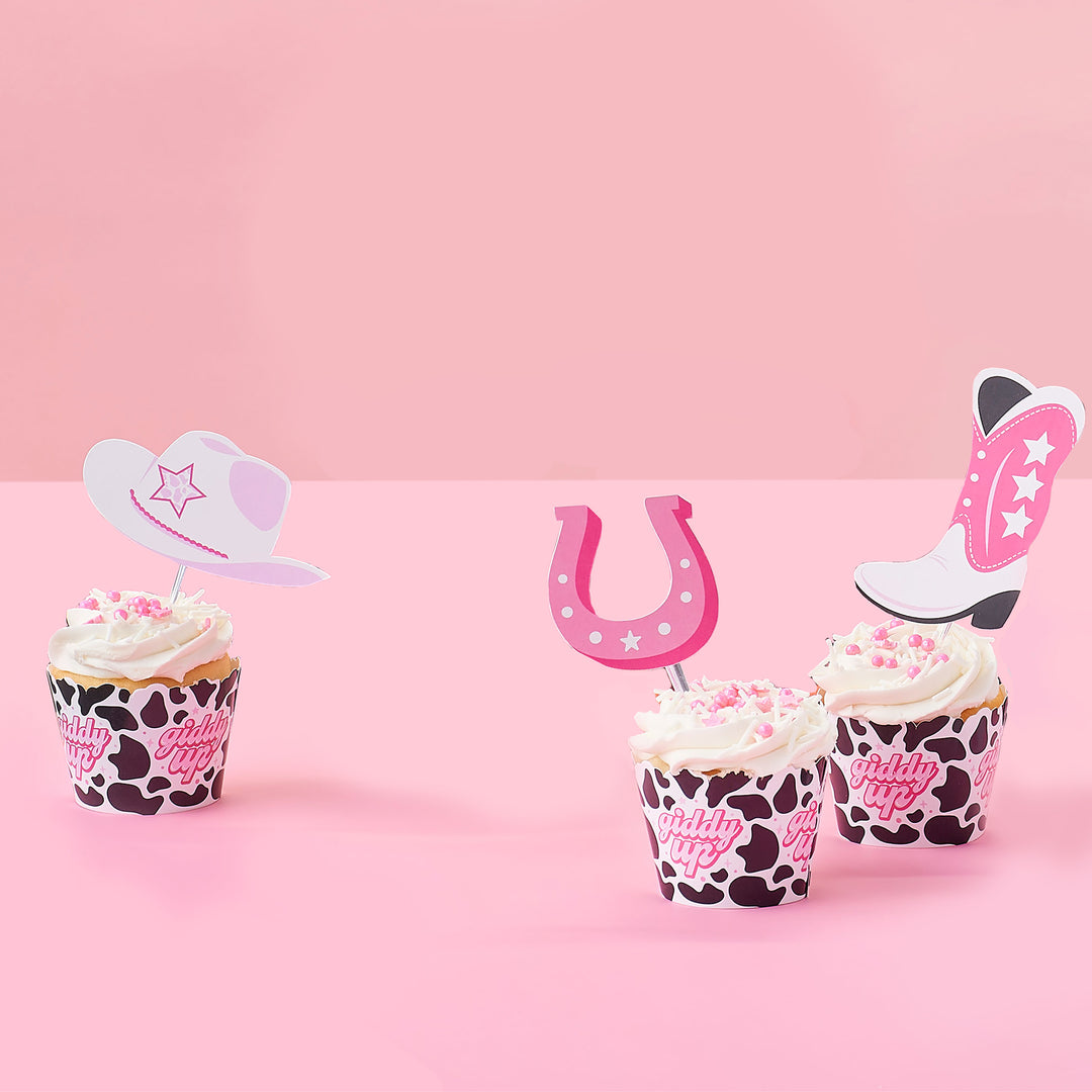 Rodeo Cowgirl - Pink Western Party Decorations - Party Cupcake Wrappers - Set of 12