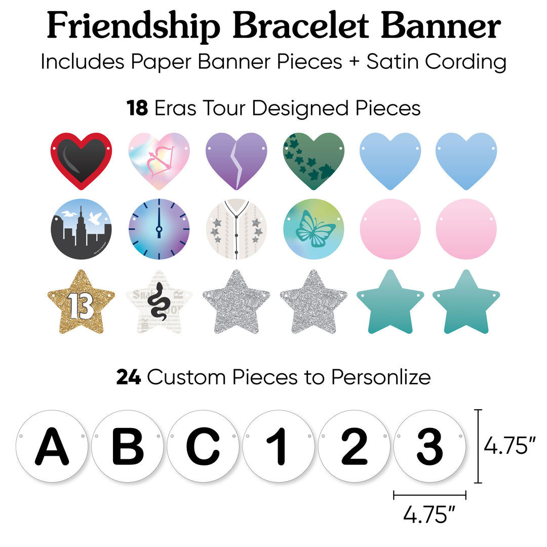 Custom In My Party Era Banner, Eras Party Decorations, Large Friendship Bracelet Banners, 42 Pieces