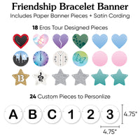 Custom In My Party Era Banner, Eras Party Decorations, Large Friendship Bracelet Banners, 42 Pieces