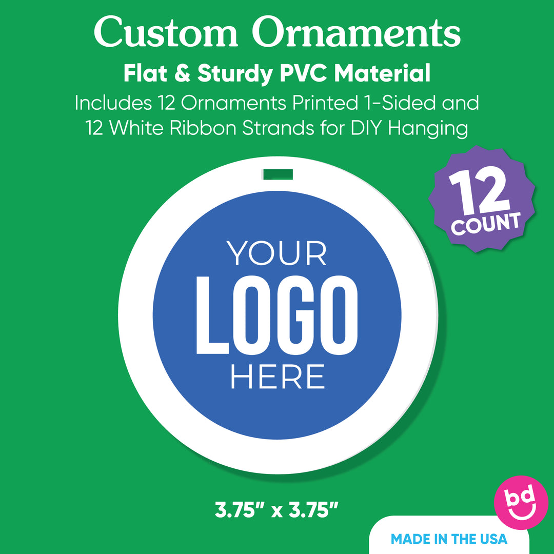 Custom Logo Tree Ornaments - 12 Ct