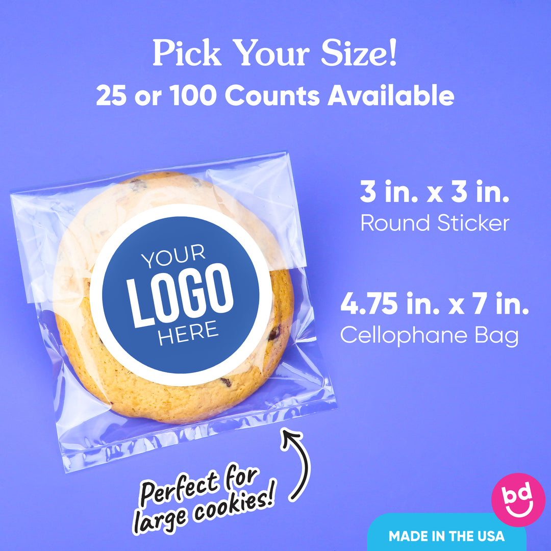 Custom Logo Stickers & Clear Cookie Bags
