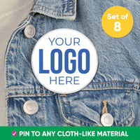Custom Logo Pinback Buttons - 8 Ct