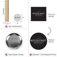 Custom Logo Pinback Buttons - 8 Ct