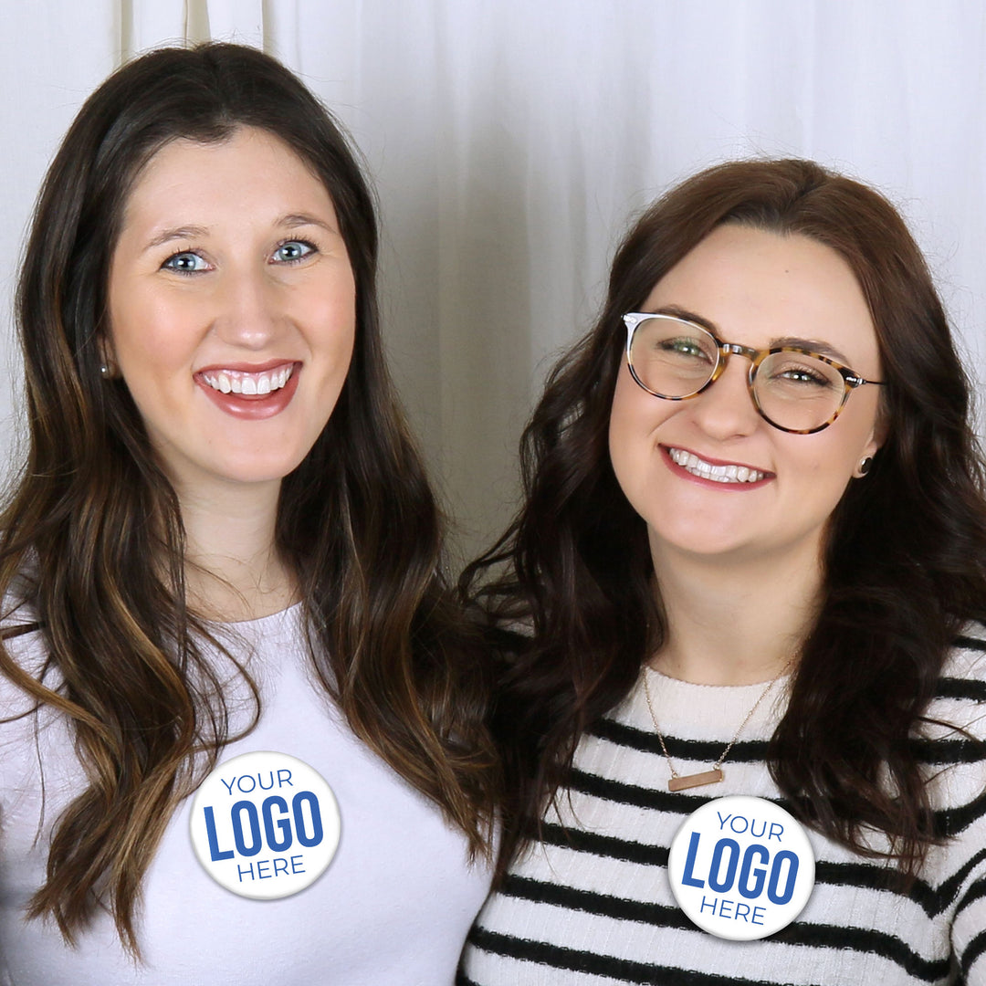 Custom Logo Pinback Buttons - 8 Ct