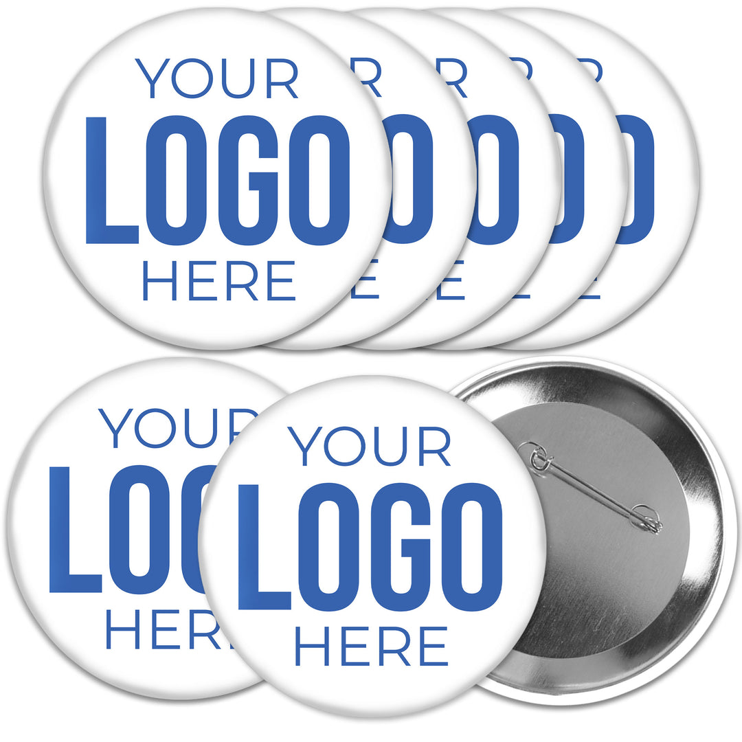 Custom Logo Pinback Buttons - 8 Ct