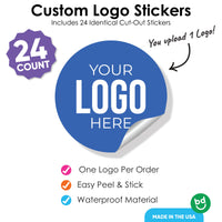 Custom Logo Cut-Out Stickers - 24 Ct