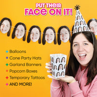 Fun Face Cutout Dessert Cupcake Toppers - Custom Photo Head Cut Out Clear Treat Picks - Upload 1 Photo - Set of 24