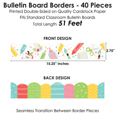 Cute and Colorful School - Scalloped Classroom Decor - Bulletin Board Borders - 51 Feet