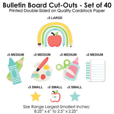 Cute and Colorful School - DIY Classroom Decorations - Bulletin Board Cut-Outs - Set of 40