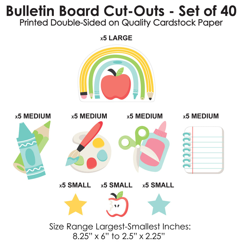 Cute and Colorful School - DIY Classroom Decorations - Bulletin Board Cut-Outs - Set of 40