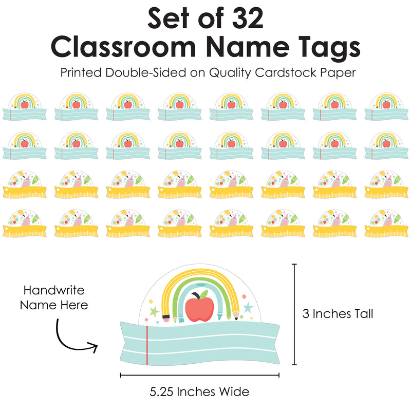 Cute and Colorful School - DIY Blank Paper Desk or Locker Labels - Classroom Name Tags - Set of 32