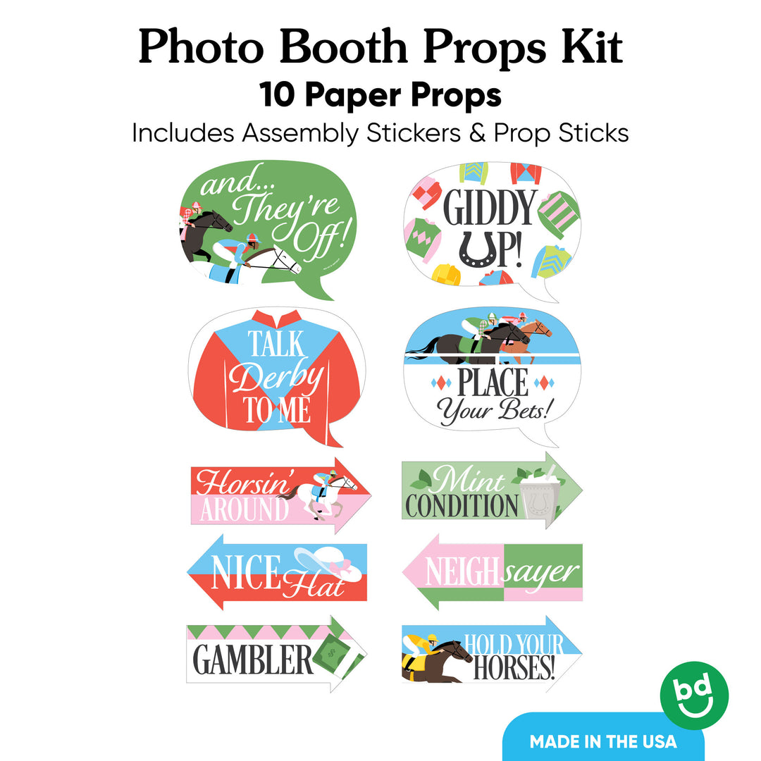 Ten Derby photo props with sticks included