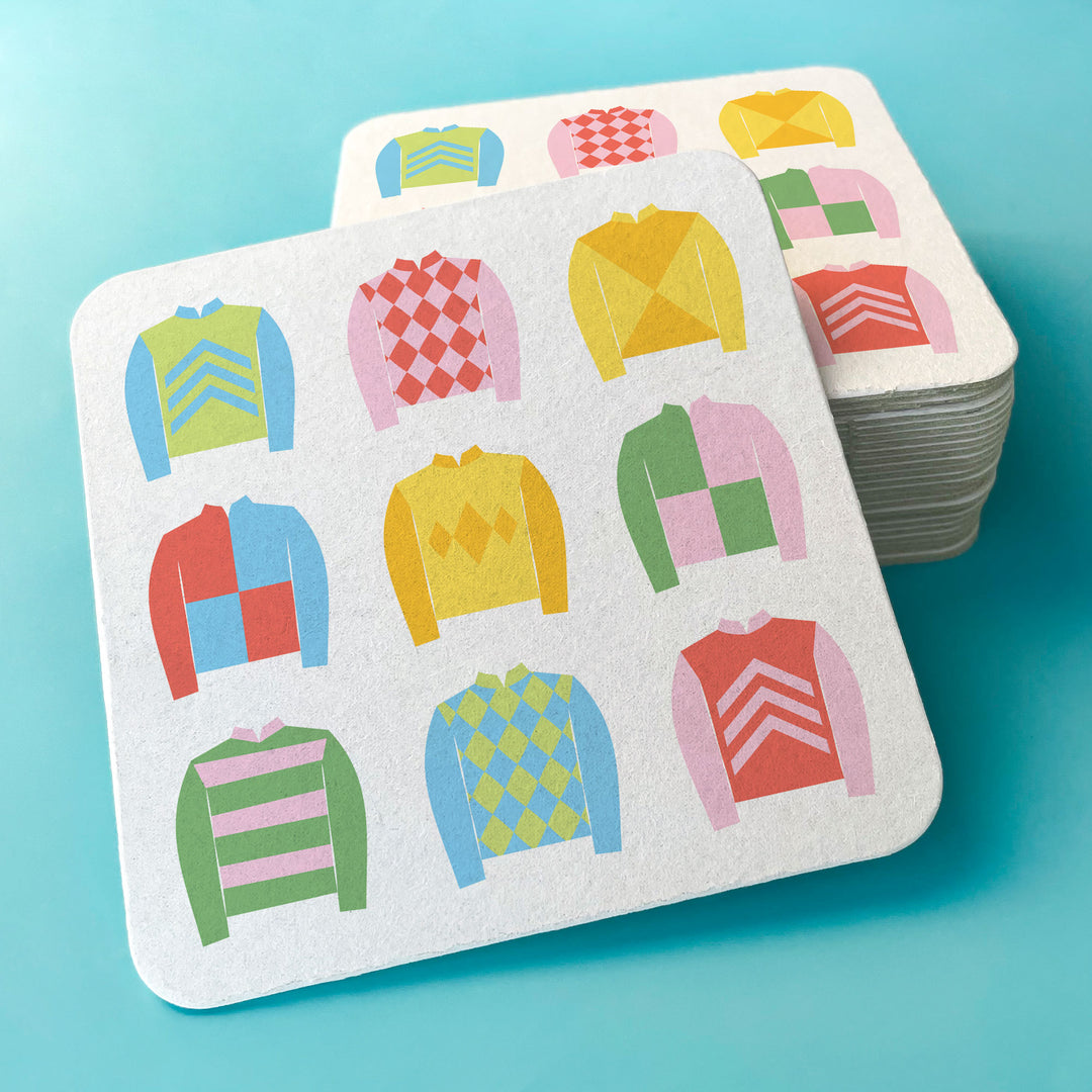 Derby Horse Race square drink coasters