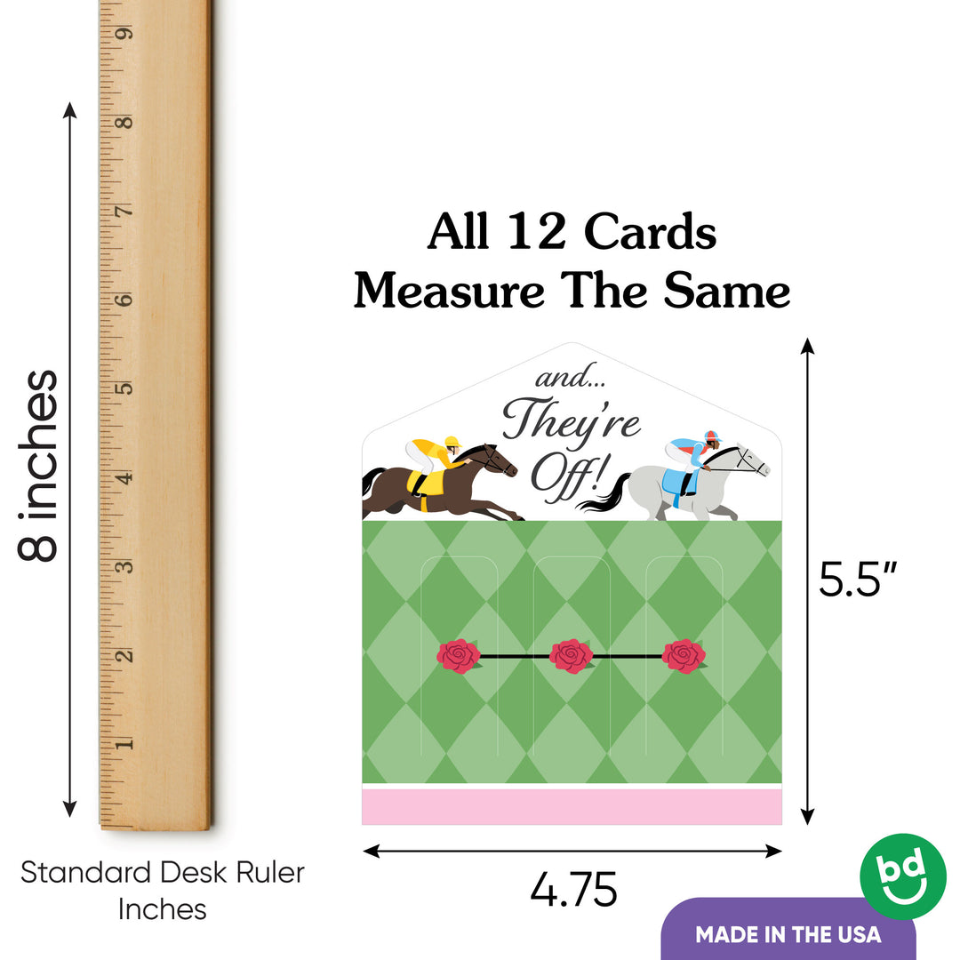 Twelve Derby pull tab cards included