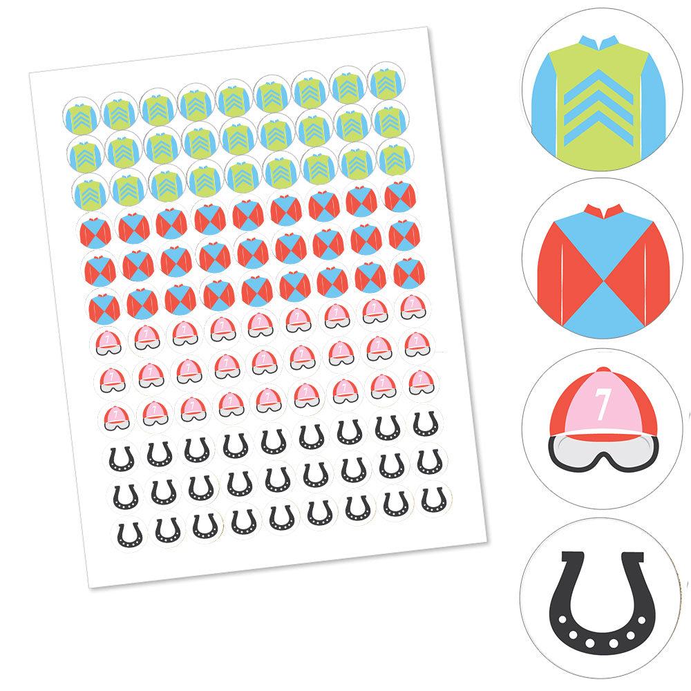Derby Horse Race round candy stickers sheet