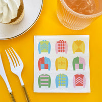 Jockey silks napkin design close-up