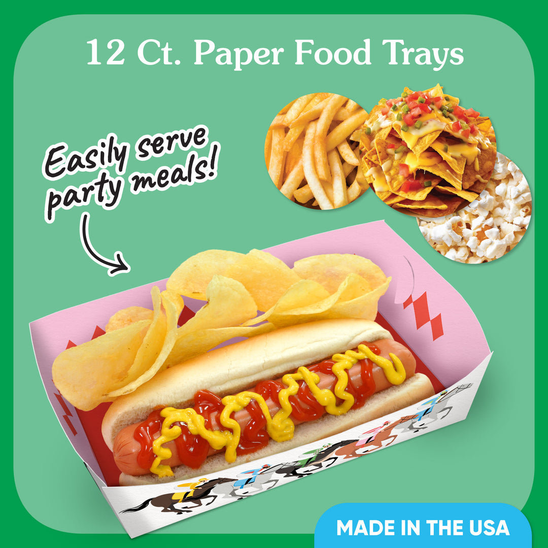 Snacks served in trays at Derby party