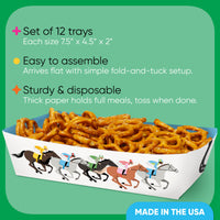 Twelve Derby food trays included