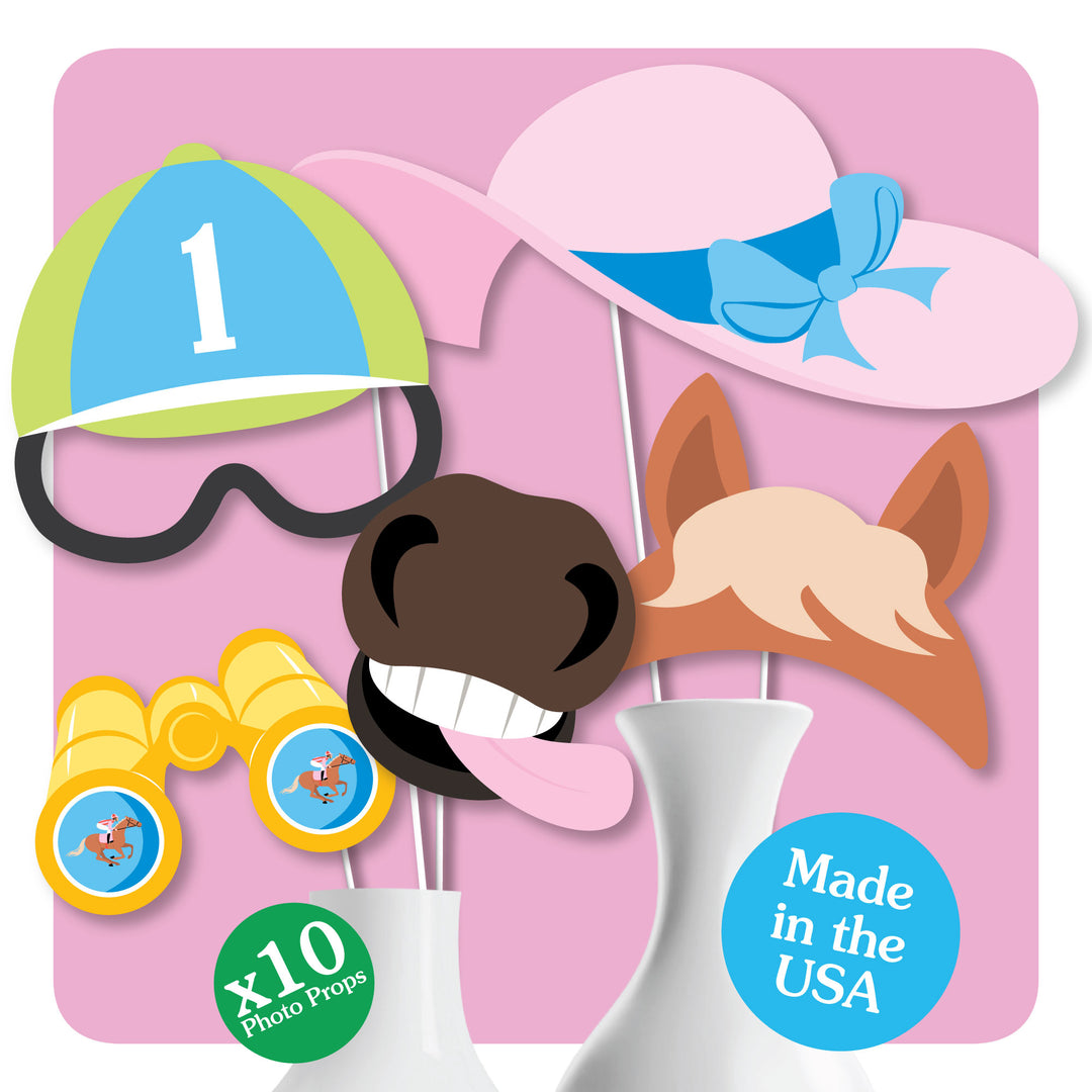 Jockey helmet and horse mask photo prop close-up