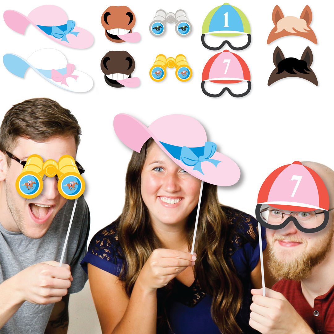 Guests using Derby props at country club party
