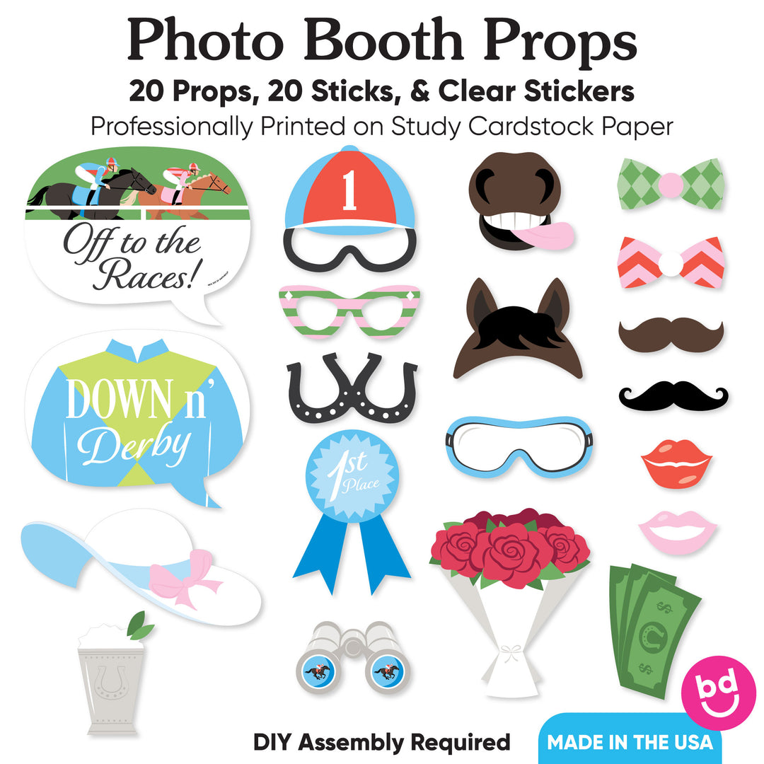 Twenty Derby photo props with sticks and stickers